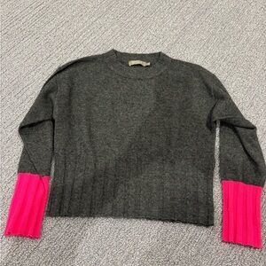 Brodie Cashmere Charcoal and Fuchsia Sweater